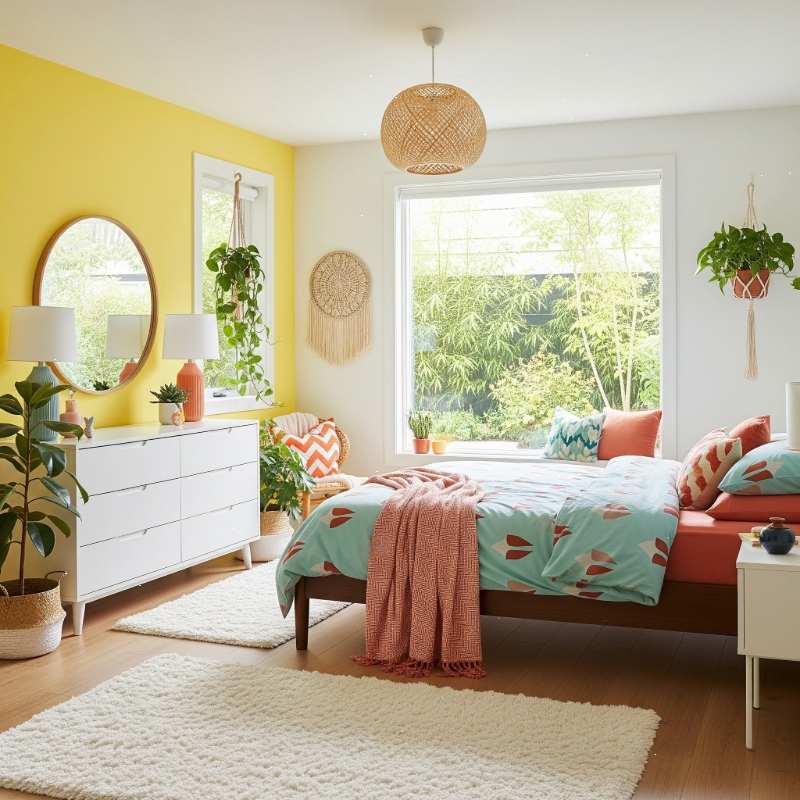 Modern bedroom with vibrant decor by Interior Design Firm in Kolkata.