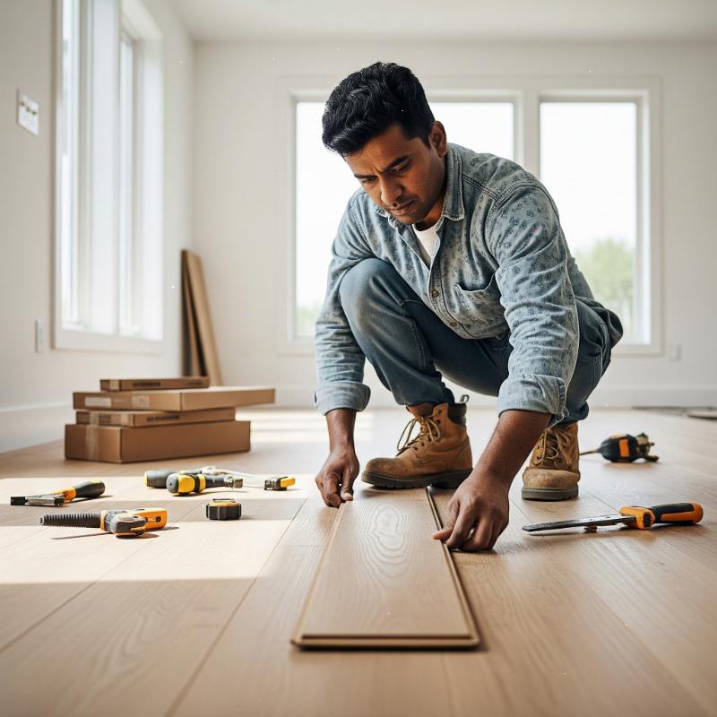 Wooden floor installation by expert from Interior Design Firm in Kolkata.