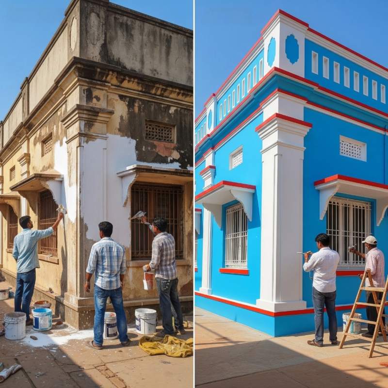 Building painters near me in Kolkata before and after house painting