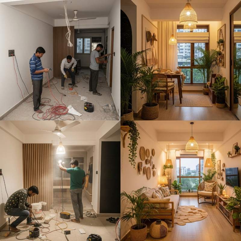 Flat interior design in Kolkata – before and after makeover by Estate Contractor