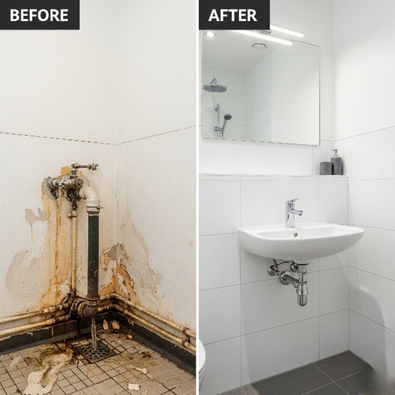 Bathroom renovation before & after by Plumbers in Kolkata.