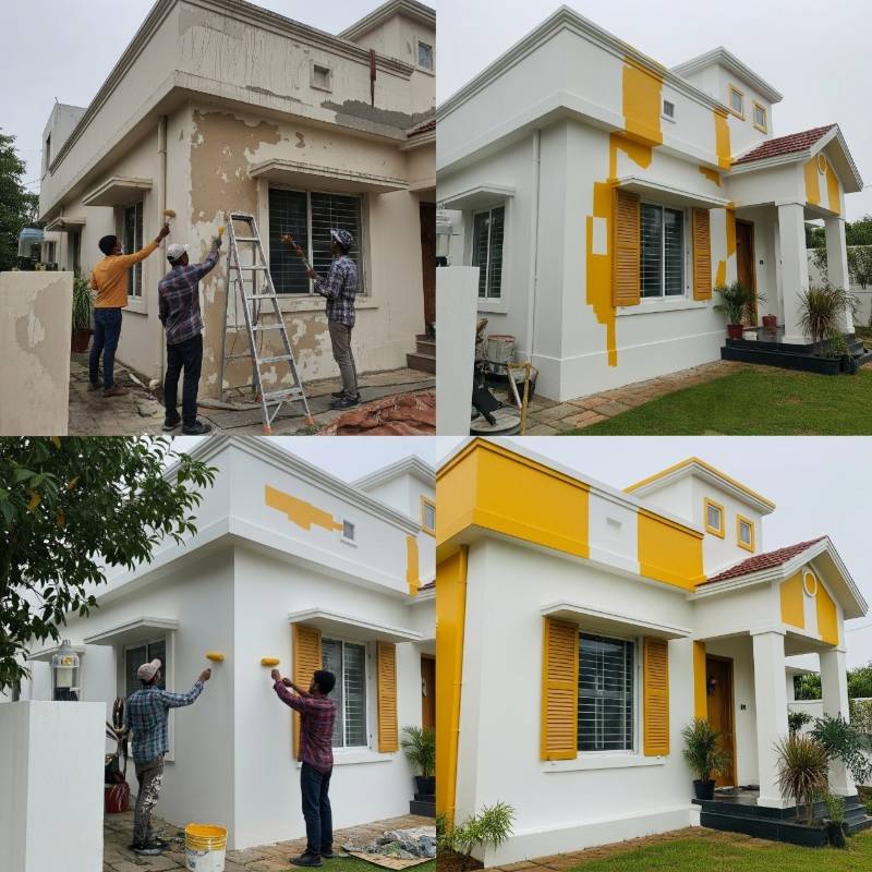 Exterior wall painting in Kolkata by Estate Contractor.